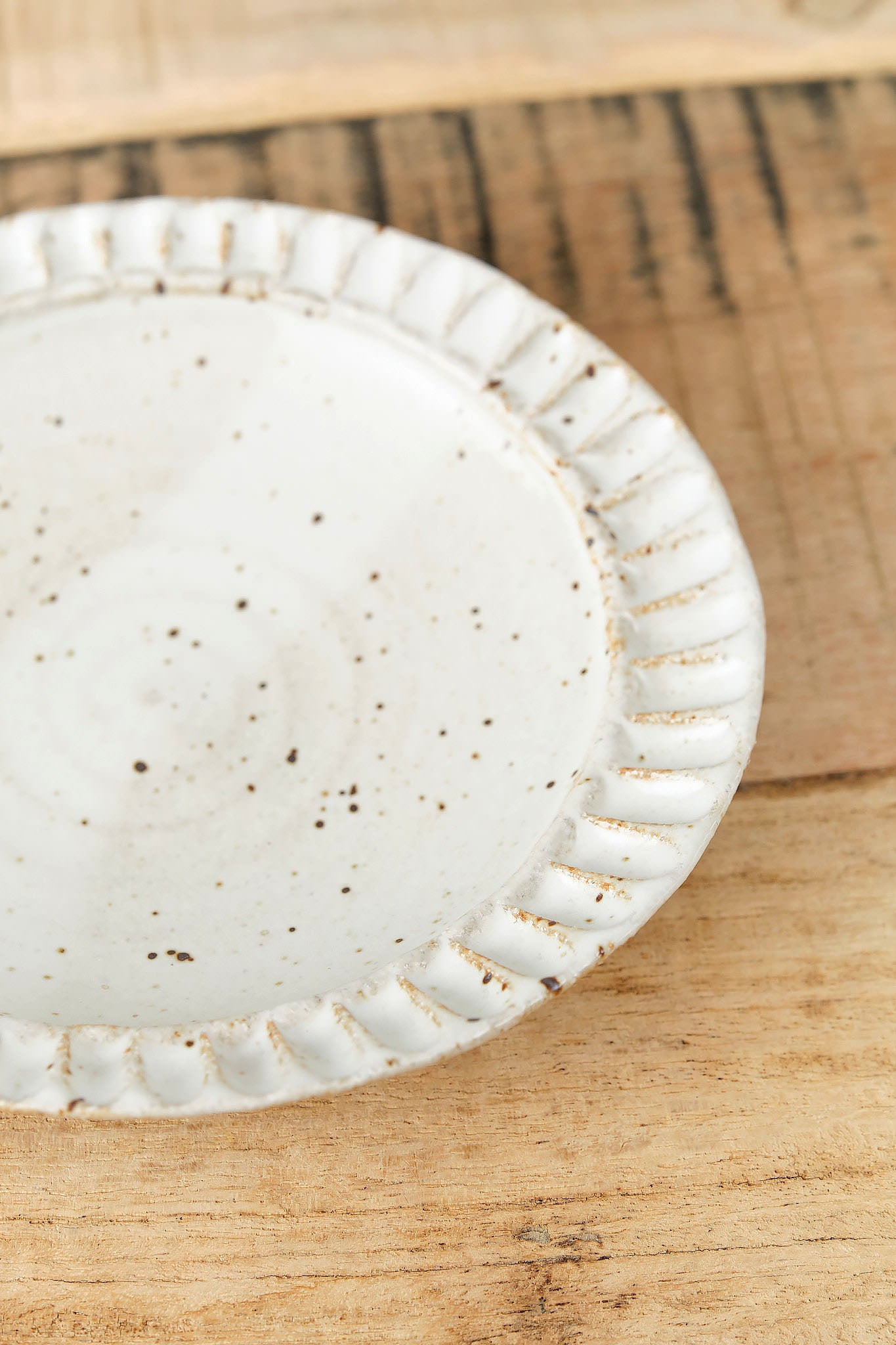 Speckled White Mini Fluted Plate by Mt. Washington Pottery