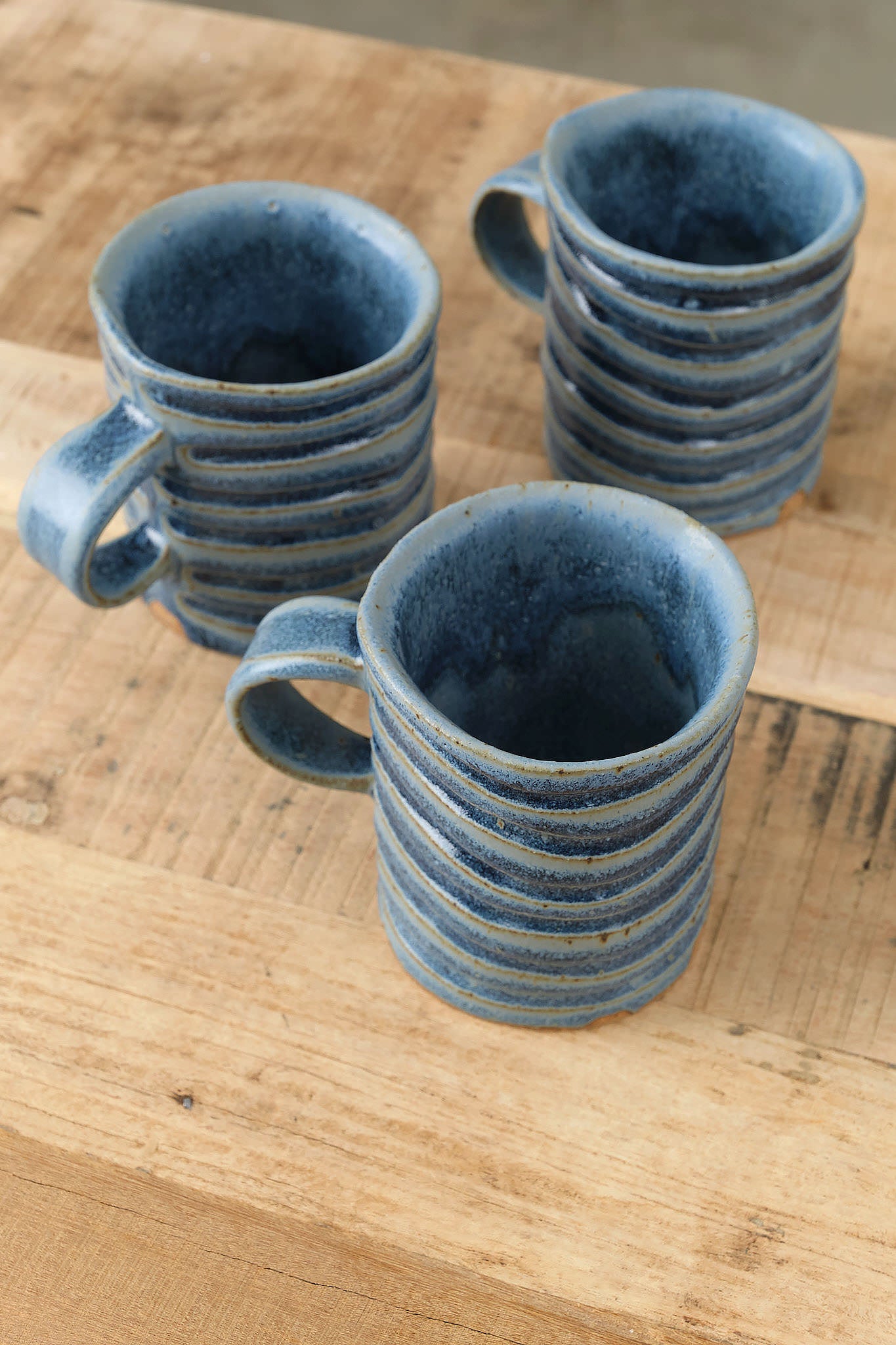 Handmade Ring Mug Ceramic in Blue Glaze by Mt. Washington Pottery