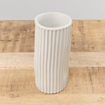 Mt. Washington Pottery Home Kitchen Vases Stripe Vase Matte White / 3.5" Dia X 8" H
