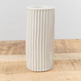 Mt. Washington Pottery Home Kitchen Vases Stripe Vase Matte White / 3.5" Dia X 8" H