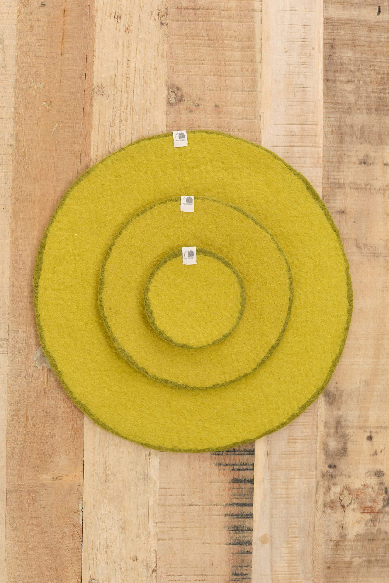 Muskhane Home Kitchen Coasters Two-Tone Pastille in Anise-Chartreuse