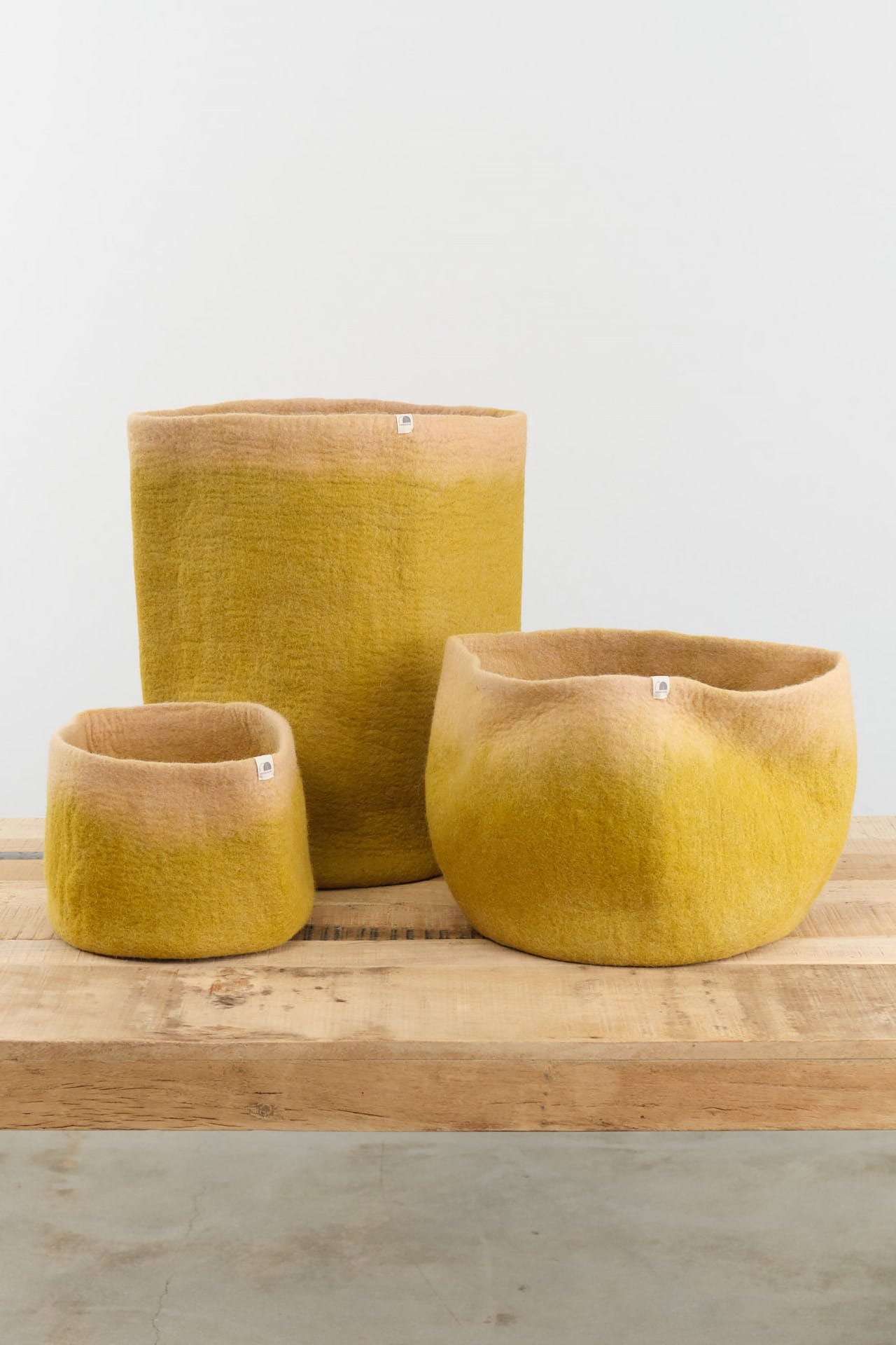 Muskhane Home Baskets Two-Tone Storage Calabash in Pistachio-Nude