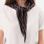 Demylee Accessories Scarves Nessa Stripe Small Cashmere Bandana in Dark Heather Grey Dark Heather Grey