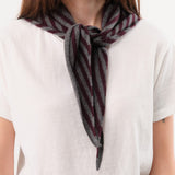 Demylee Accessories Scarves Nessa Stripe Small Cashmere Bandana in Dark Heather Grey Dark Heather Grey