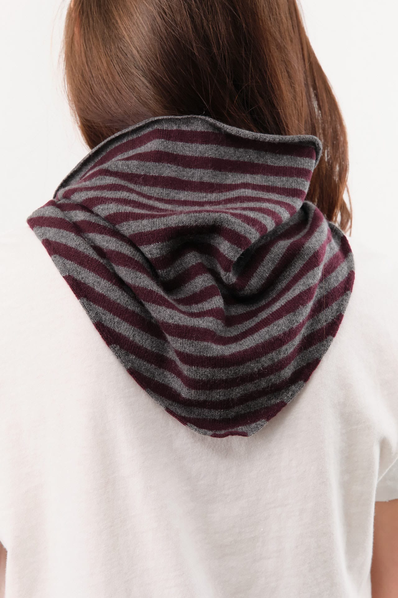 Demylee Accessories Scarves Nessa Stripe Small Cashmere Bandana in Dark Heather Grey Dark Heather Grey