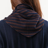 Demylee Accessories Scarves Nessa Stripe Small Cashmere Bandana in Navy/Espresso Navy/Espresso