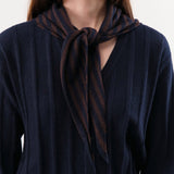 Demylee Accessories Scarves Nessa Stripe Small Cashmere Bandana in Navy/Espresso Navy/Espresso