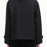 Nicholson and Nicholson Designer Brand Black Button up Bear Wool Slick Female Jacket with Cuff Straps