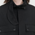 Nicholson and Nicholson Black Button up Bear Wool Slick Female Jacket with Cuff Straps