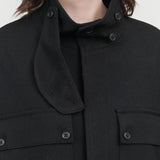 Nicholson and Nicholson Black Button up Bear Wool Slick Female Jacket with Cuff Straps