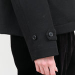 Button up Bear Wool Slick Female Jacket with Cuff Straps in Black by Nicholson and Nicholson Designer Brand 