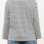 Nicholson and Nicholson Designer Brand Long Sleeve Coast Top in White and Navy Stripes