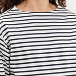 Long Sleeve Coast Top in White and Navy Stripes by Nicholson and Nicholson Designer Brand 