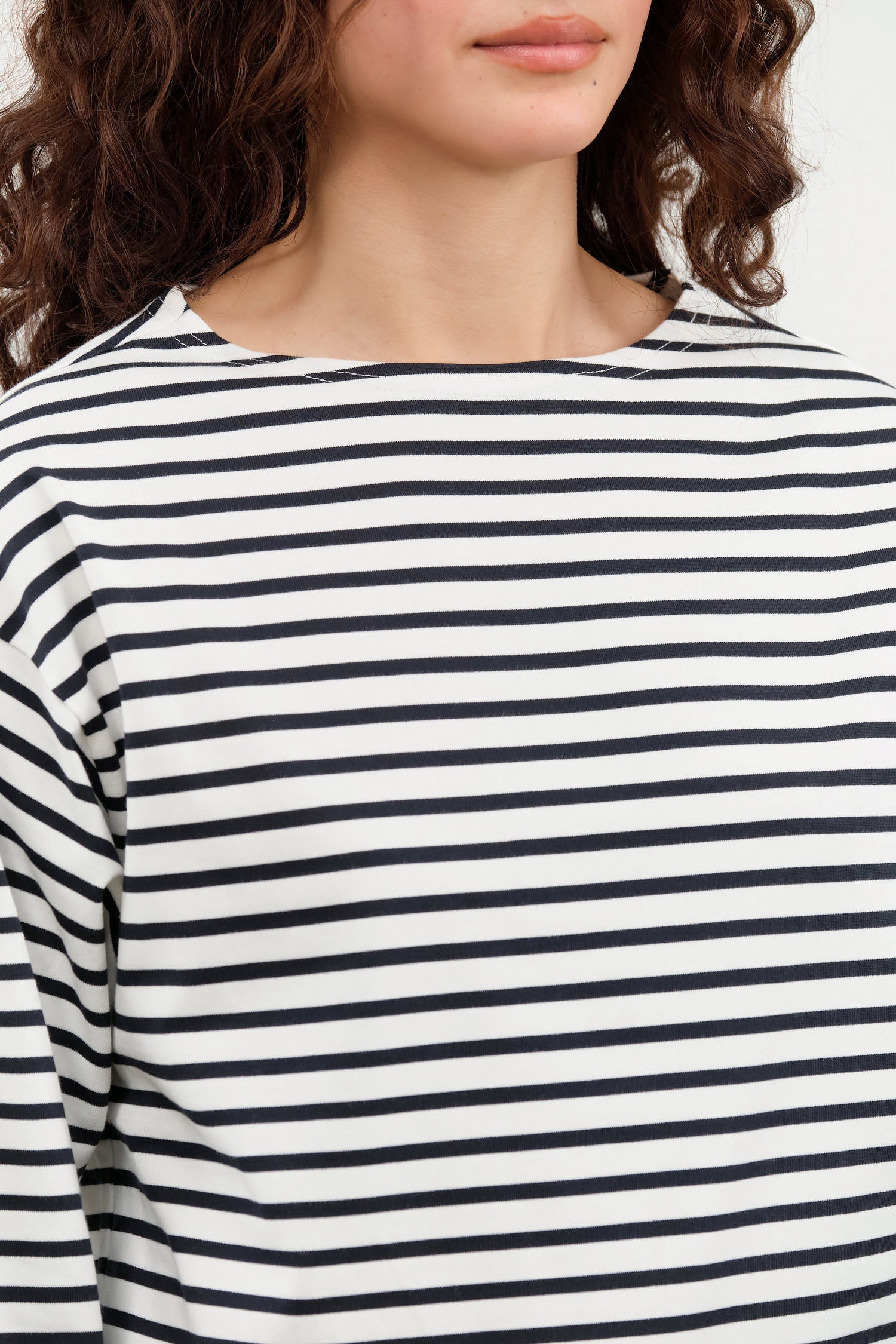 Long Sleeve Coast Top in White and Navy Stripes by Nicholson and Nicholson Designer Brand 