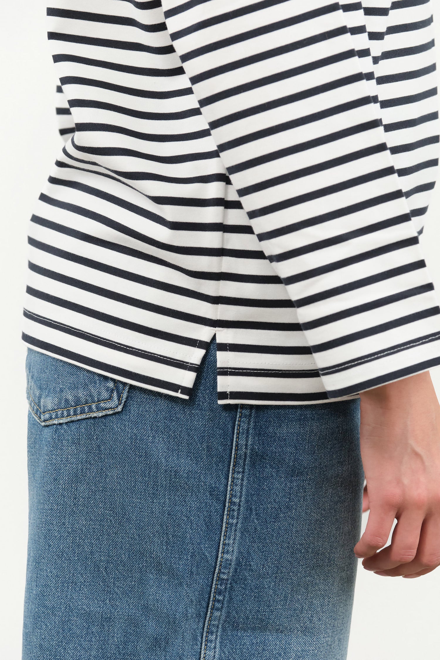 White and Navy Stripes Long Sleeve Coast Top by Nicholson and Nicholson Designer Brand 