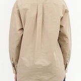 Beige Brown Tan Long Sleeve Button Up Dance Top with Collar by Nicholson and Nicholson Designer Brand 