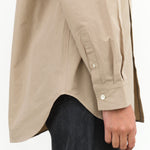 Long Sleeve Button Up Dance Top with Collar in Beige Brown Tan by Nicholson and Nicholson Designer Brand 