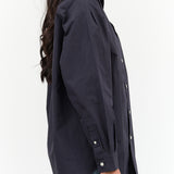 Nicholson and Nicholson Designer Brand Long Sleeve Button Up Dance Top with Collar in Navy Blue 