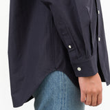 Long Sleeve Button Up Dance Top with Collar in Navy Blue by Nicholson and Nicholson Designer Brand 