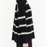 Nicholson and Nicholson Designer Brand Long Sleeve Heriot Sweater Top in Black and White Stripes