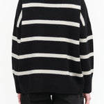 Black and White Stripes Long Sleeve Heriot Sweater Top by Nicholson and Nicholson Designer Brand 