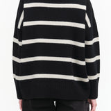 Black and White Stripes Long Sleeve Heriot Sweater Top by Nicholson and Nicholson Designer Brand 