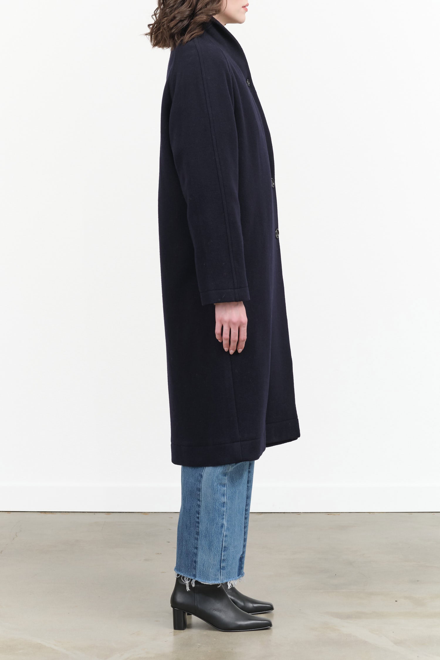 Nicholson and Nicholson Designer Brand Long Button up Trench My Robe Coat in Navy Blue