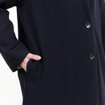 Long Button up Trench My Robe Coat in Navy Blue by Nicholson and Nicholson Designer Brand 