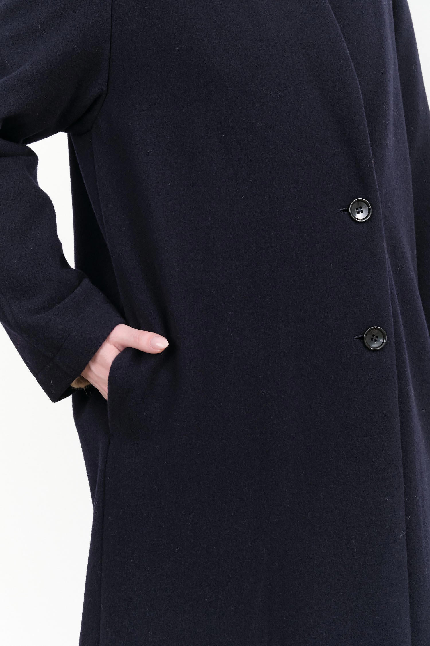 Long Button up Trench My Robe Coat in Navy Blue by Nicholson and Nicholson Designer Brand 