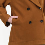 Fall Brown Nicholson and Nicholson Designer Brand Double Breasted My Shawl Button Up Trench Coat with Pockets