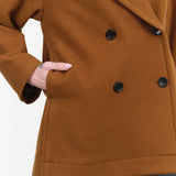 Fall Brown Nicholson and Nicholson Designer Brand Double Breasted My Shawl Button Up Trench Coat with Pockets