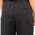 Pleated Trouser Olive Pants in Black by Nicholson and Nicholson Designer Brand  