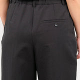 Pleated Trouser Olive Pants in Black by Nicholson and Nicholson Designer Brand  