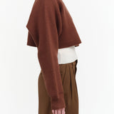 Nicholson and Nicholson Designer Brand Long Sleeve Cropped Pigalle Sweater Top in Fall Brown