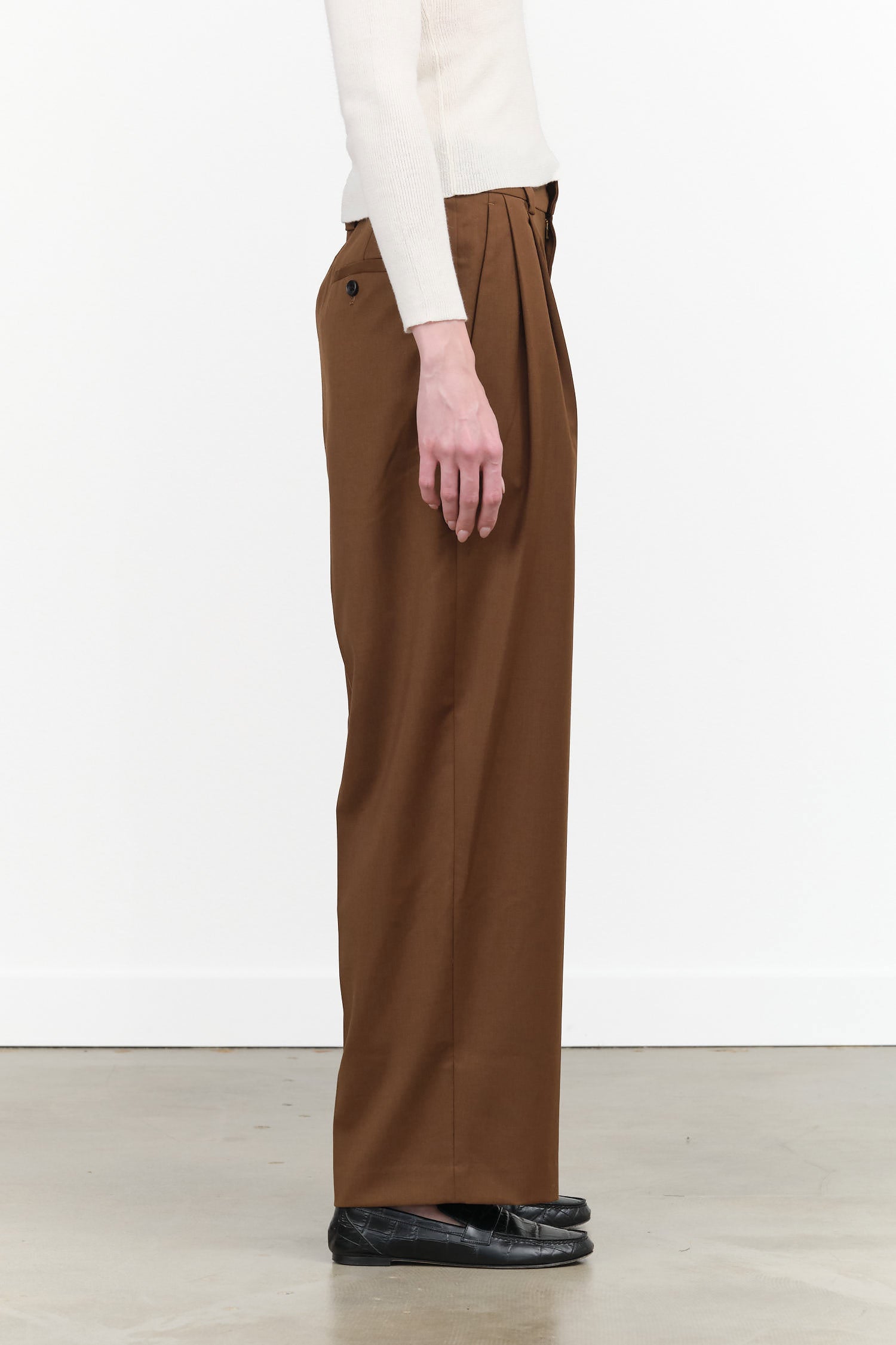 Nicholson and Nicholson Designer Brand Wide Leg High Waisted Port Pants Slacks in Fall Brown