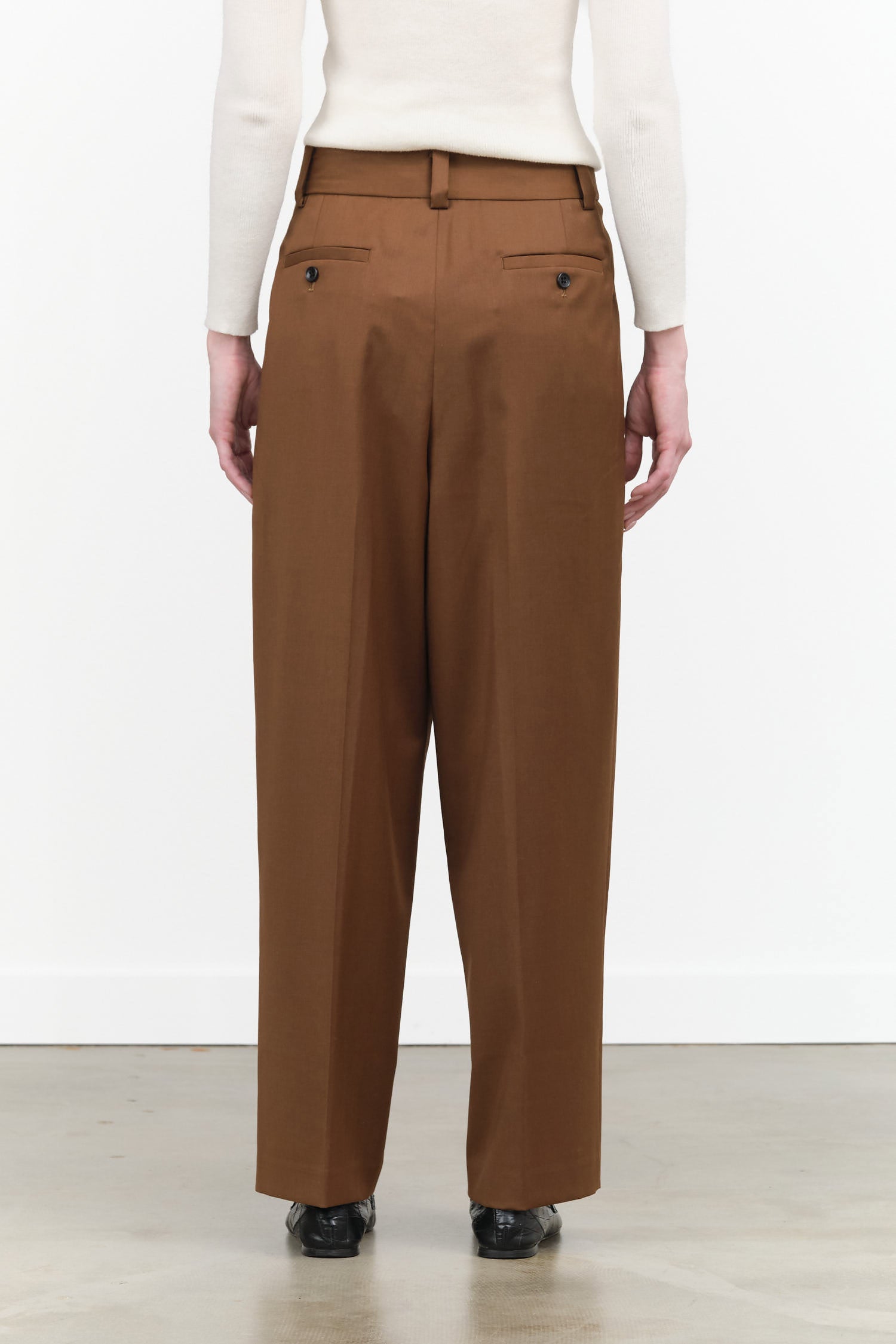 Wide Leg High Waisted Port Pants Slacks in Fall Brown by Nicholson and Nicholson Designer Brand 