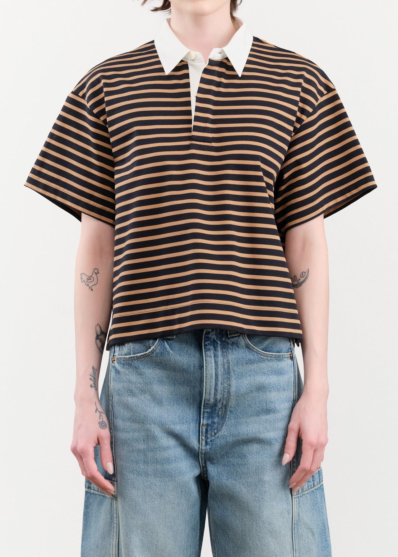 Nicholson & Nicholson Apparel Womens Blouses Rita Top in Navy/Beige