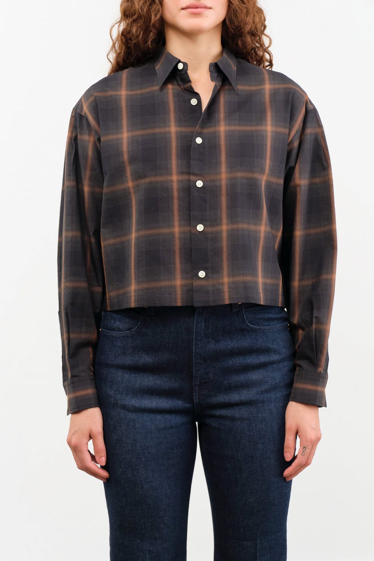 Nicholson & Nicholson Apparel Womens Blouses Sara Top in Brown/Check