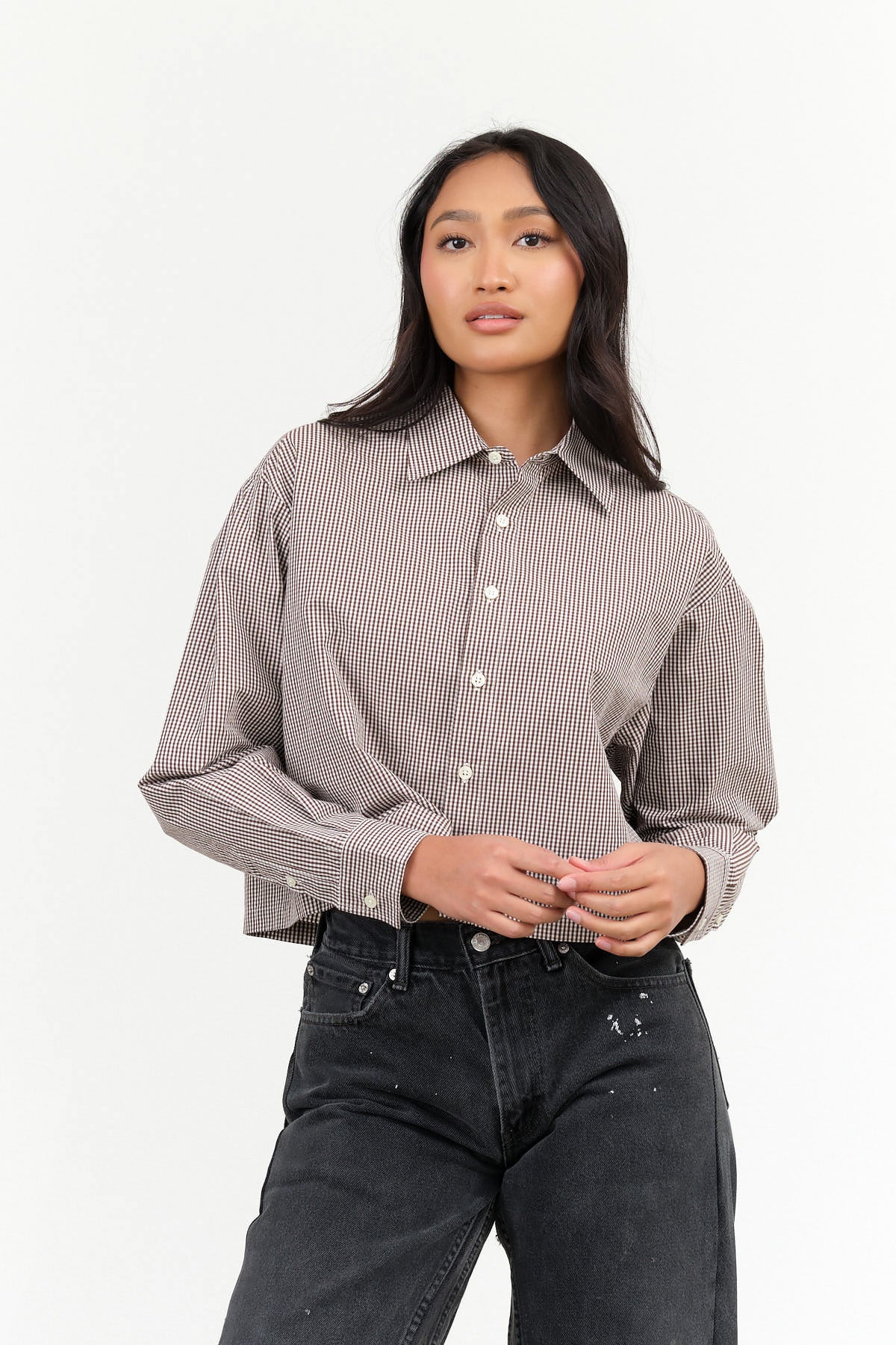 Nicholson and Nicholson Sara Top in Brown Check