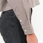 Cropped Sara Button Up Top in Brown Check Picnic Print Nicholson and Nicholson Designer Brand