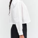 Nicholson and Nicholson Designer Brand Long Sleeve Cropped Collared Button Up Sara Top in White