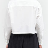 Long Sleeve Cropped Collared Button Up Sara Top in White by Nicholson and Nicholson Designer Brand