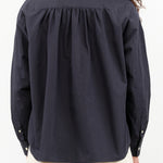 Dark Navy Blue Button Up Blouse Seabreeze Top by Nicholson and Nicholson Designer Brand 