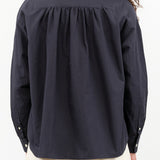 Dark Navy Blue Button Up Blouse Seabreeze Top by Nicholson and Nicholson Designer Brand 