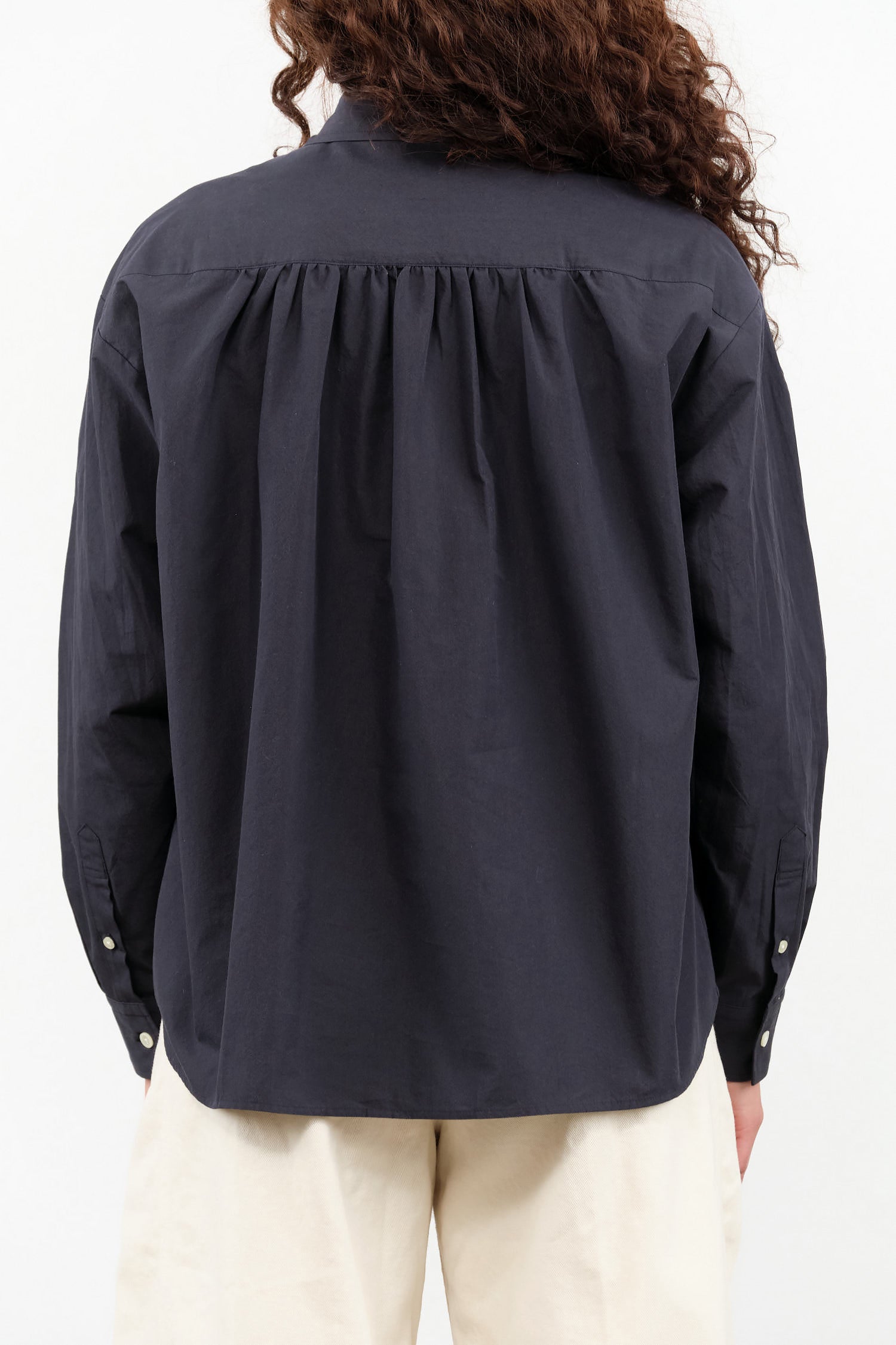 Dark Navy Blue Button Up Blouse Seabreeze Top by Nicholson and Nicholson Designer Brand 