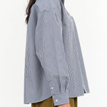 Nicholson and Nicholson Designer Brand Oversized Button Up Seabreeze Top in Navy Blue Check