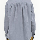 Navy Blue Check Oversized Button Up Seabreeze Top by Nicholson and Nicholson Designer Brand 