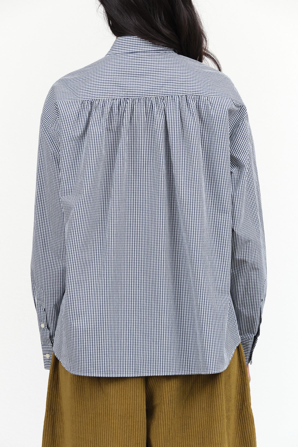 Navy Blue Check Oversized Button Up Seabreeze Top by Nicholson and Nicholson Designer Brand 