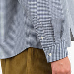 Oversized Button Up Seabreeze Top in Navy Blue Check by Nicholson and Nicholson Designer Brand 