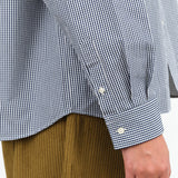 Oversized Button Up Seabreeze Top in Navy Blue Check by Nicholson and Nicholson Designer Brand 